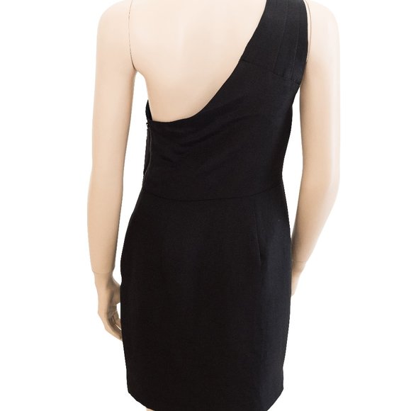 Country Road Black One Shoulder Silk Blend Dress 6 - Picture 3 of 3